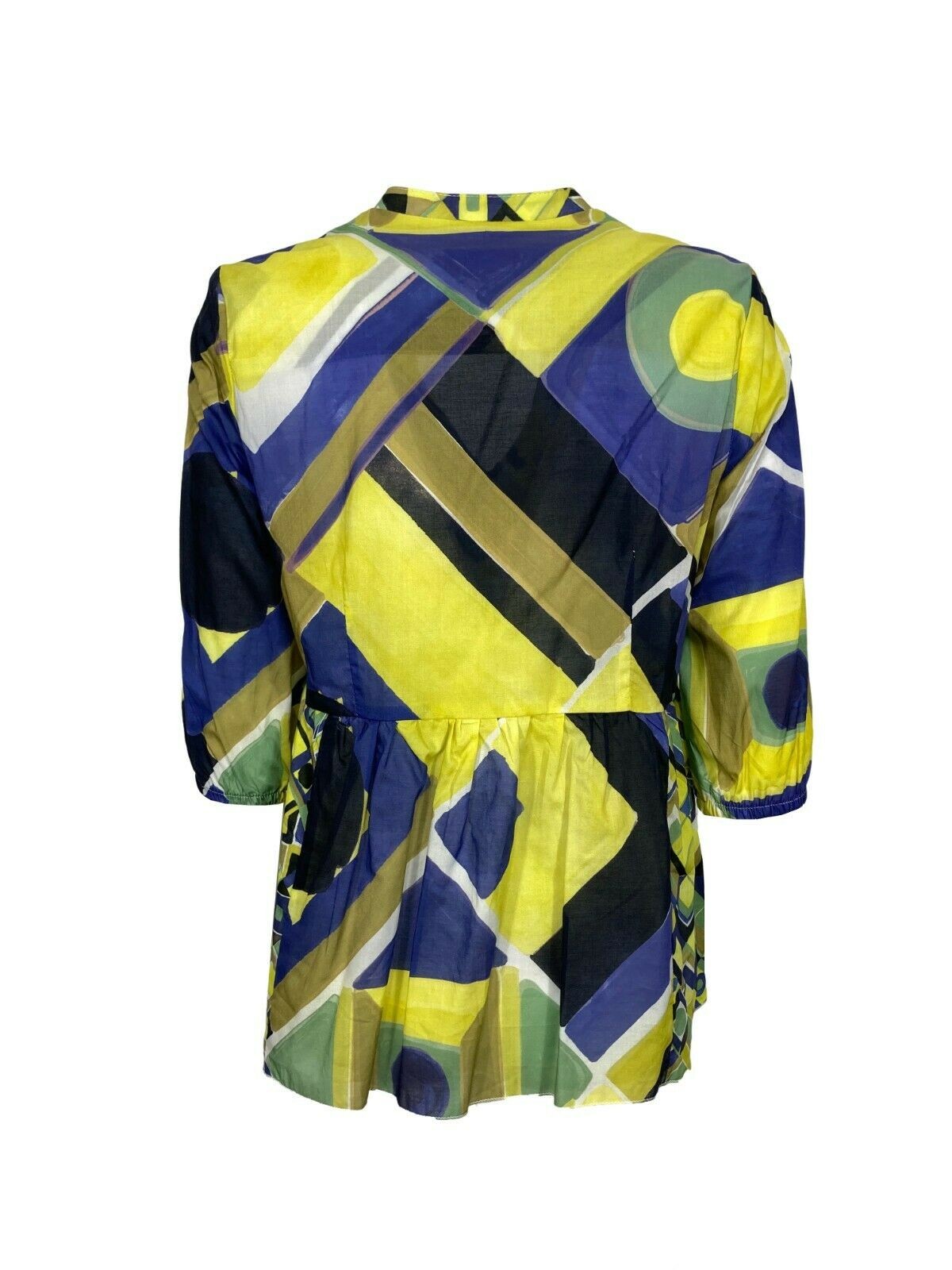 ETiCi blusa donna fantasia bluette/giallo/verde art E1/5746 100% cotone MADE IN ITALY
