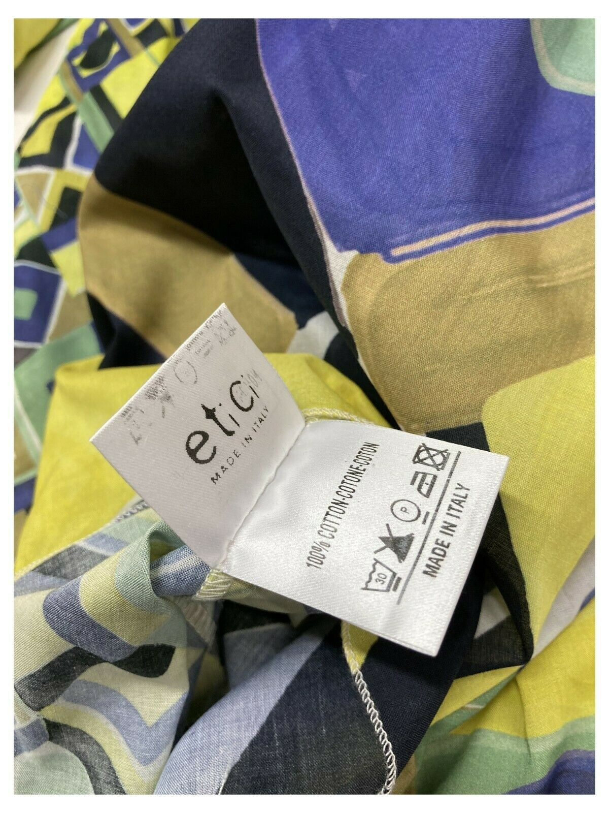 ETiCi blusa donna fantasia bluette/giallo/verde art E1/5746 100% cotone MADE IN ITALY