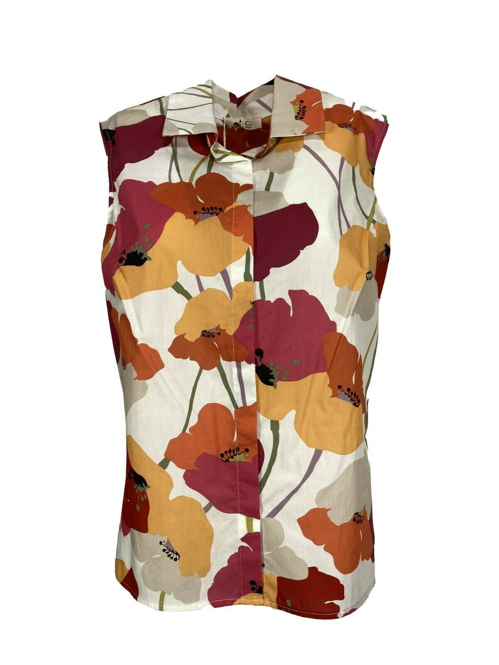 ETiCi camicia donna senza maniche fantasia floreale corallo art E1/5756 MADE IN ITALY