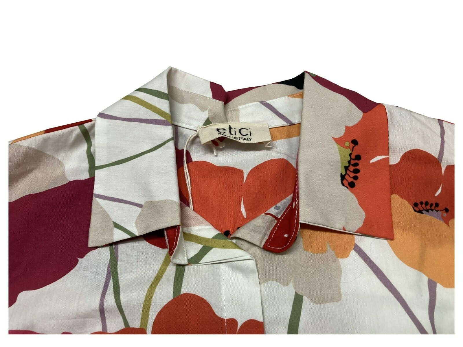 ETiCi camicia donna senza maniche fantasia floreale corallo art E1/5756 MADE IN ITALY