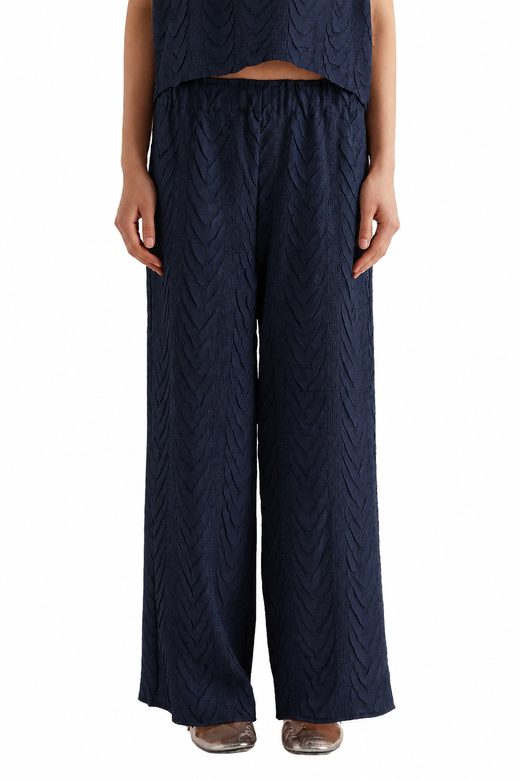 M6OY02 MEIMEIJ Pantalone Blu Plissettato