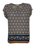 LA FEE MARABOUTEE blusa donna celeste/arancio art FD-TO-LAMIYA-T 100% viscosa MADE IN ITALY