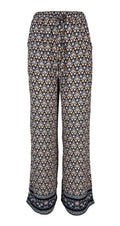 LA FEE MARABOUTEE pantalone donna palazzo celeste/arancio FD-PA-BACCHIA -T 100% viscosa MADE IN ITALY