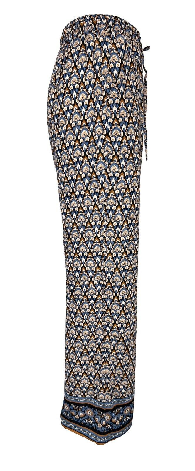 LA FEE MARABOUTEE pantalone donna palazzo celeste/arancio FD-PA-BACCHIA -T 100% viscosa MADE IN ITALY
