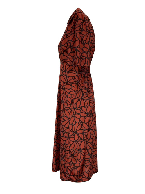 FEELING by JUSTMINE abito donna svasato rust/black art E27346000 LIBERTY  MADE IN ITALY