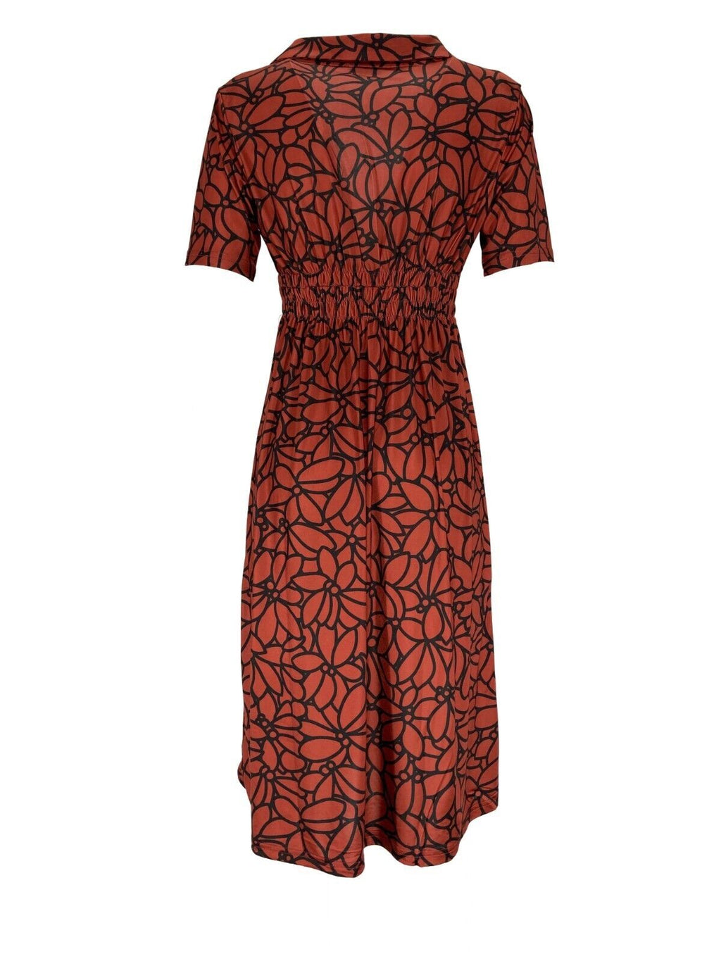 FEELING by JUSTMINE abito donna svasato rust/black art E27346000 LIBERTY  MADE IN ITALY