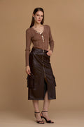 NOSECRETS gonna cargo midi dritta in simil pelle COLORE FONDENTE 263NS004
