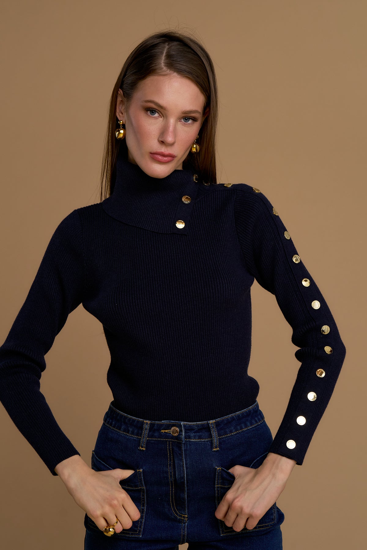 NOSECRETS  maglia a maniche lunghe a coste dal taglio aderente colore eclisse (nero) 263NS233