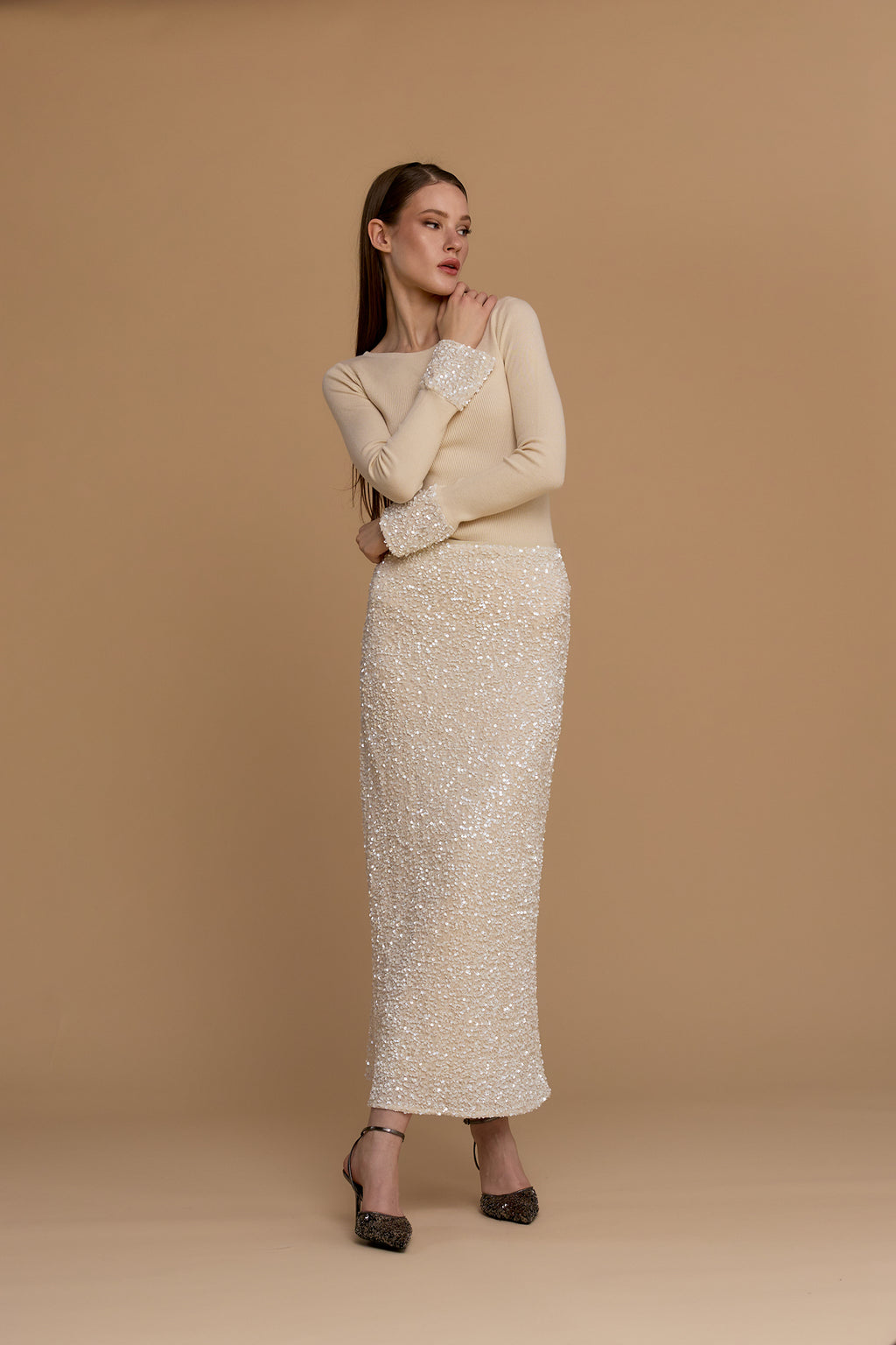 NOSECRETS  maglia a coste a maniche lunghe, vestibilità slim colore latte 263NS238