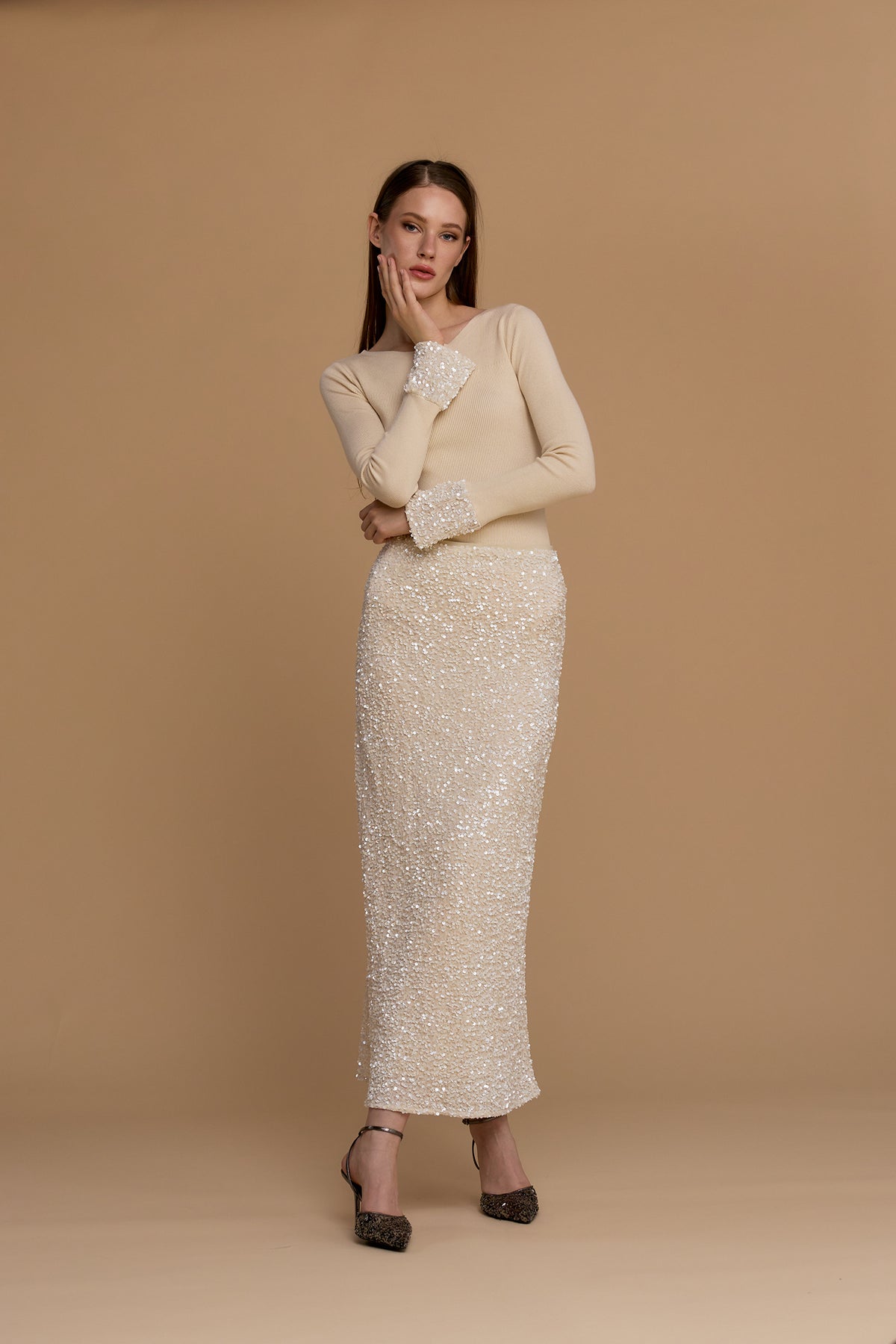 NOSECRETS  maglia a coste a maniche lunghe, vestibilità slim colore latte 263NS238