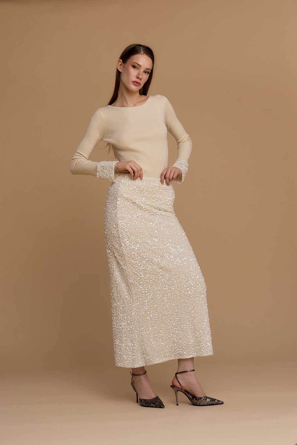 NOSECRETS  maglia a coste a maniche lunghe, vestibilità slim colore latte 263NS238