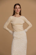 NOSECRETS  maglia a coste a maniche lunghe, vestibilità slim colore latte 263NS238