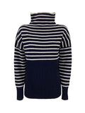 ANNA SERAVALLI maglia donna blu righe panna art S1080 100% lana merinos LANA GATTO MADE IN ITALY