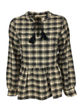 LA FEE MARABOUTEE blusa donna quadri ecru/nero FE-TO-ROTA -W  MADE IN ITALY