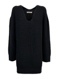 LIVIANA CONTI maglia over donna costa inglese nera L2WD07 100% lana vergine MADE IN ITALY