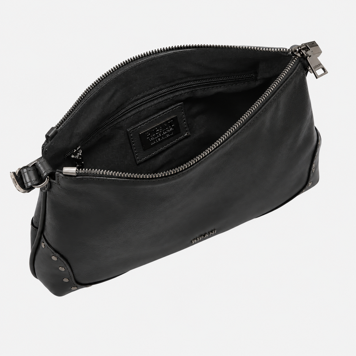 RIPANI MARYAM 1381QQ Borsa a Spalla S Nera in Pelle Effetto Vernice Made in Italy