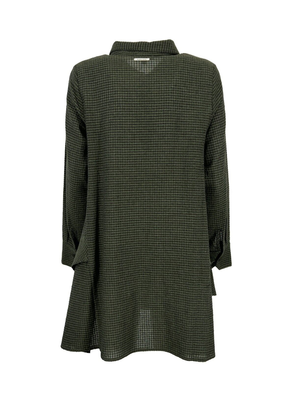 HUMILITY 1949 maxi camicia donna asimmetrica quadri grigio/verde HE-CH-SOMIA MADE IN ITALY
