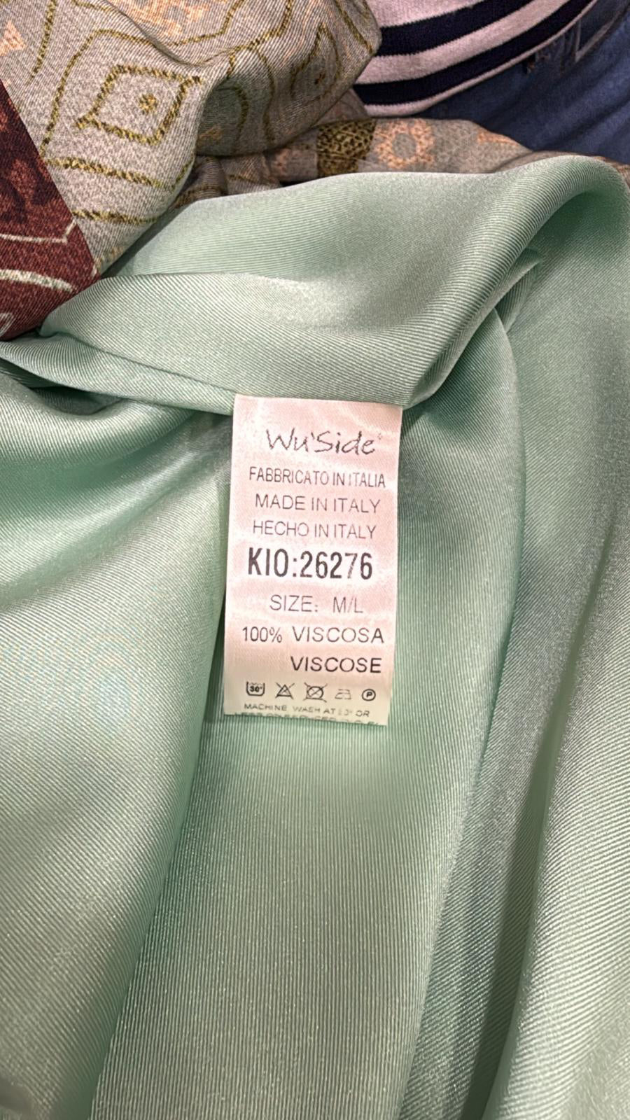 WU’SIDE kimono medio donna verde fantasia etnica art. KIO 26276 Made in Italy