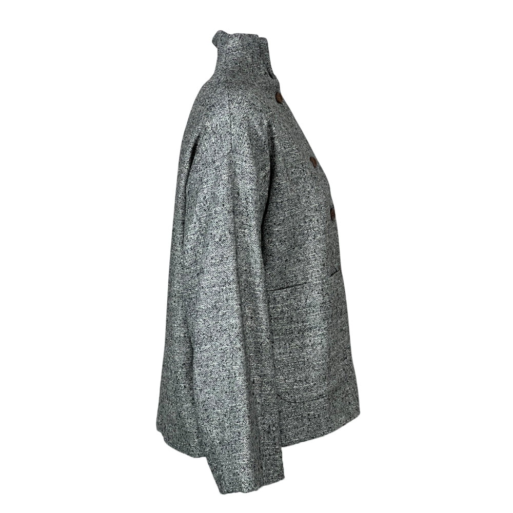 4.10 by BottegaChilometriZero Giacca donna grigio chiaro sale e pepe DD25313 COLLO ZEBRA