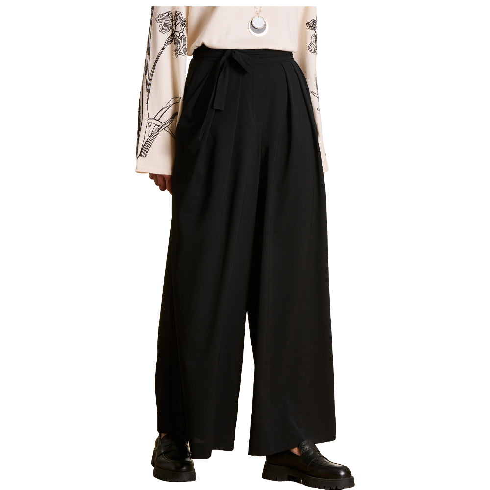 LA FEE MARABOUTEE pantalone donna nero ampio vita alta ESPO-C