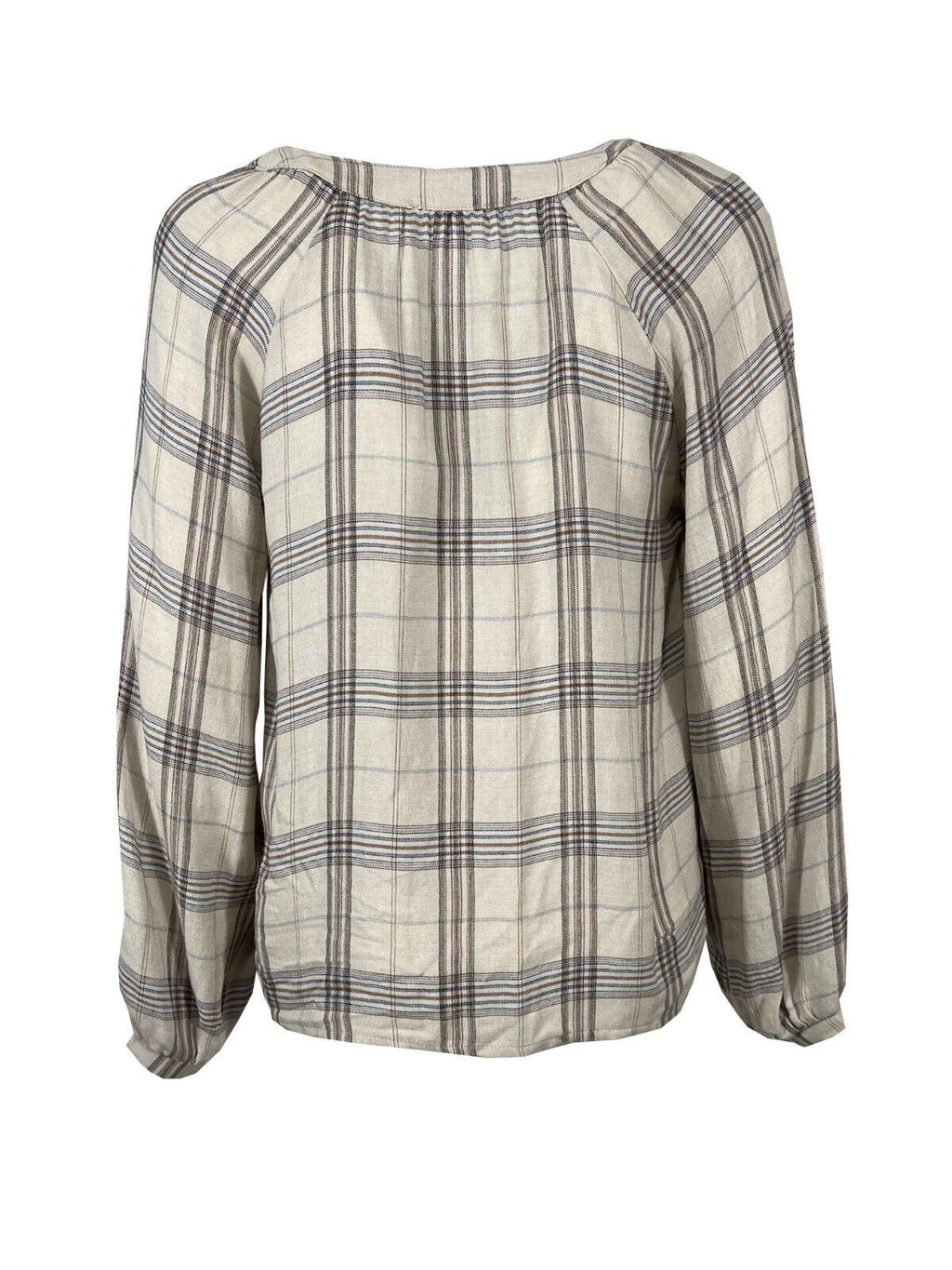 LA FEE MARABOUTEE blusa donna ecru quadri blu/cammello FE-TO-RUNE-S  MADE IN ITALY