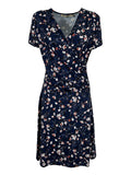 LA FEE MARABOUTEE abito donna incrociato jersey blu a fiori bianco/rosso FF-RO-SOPONI
