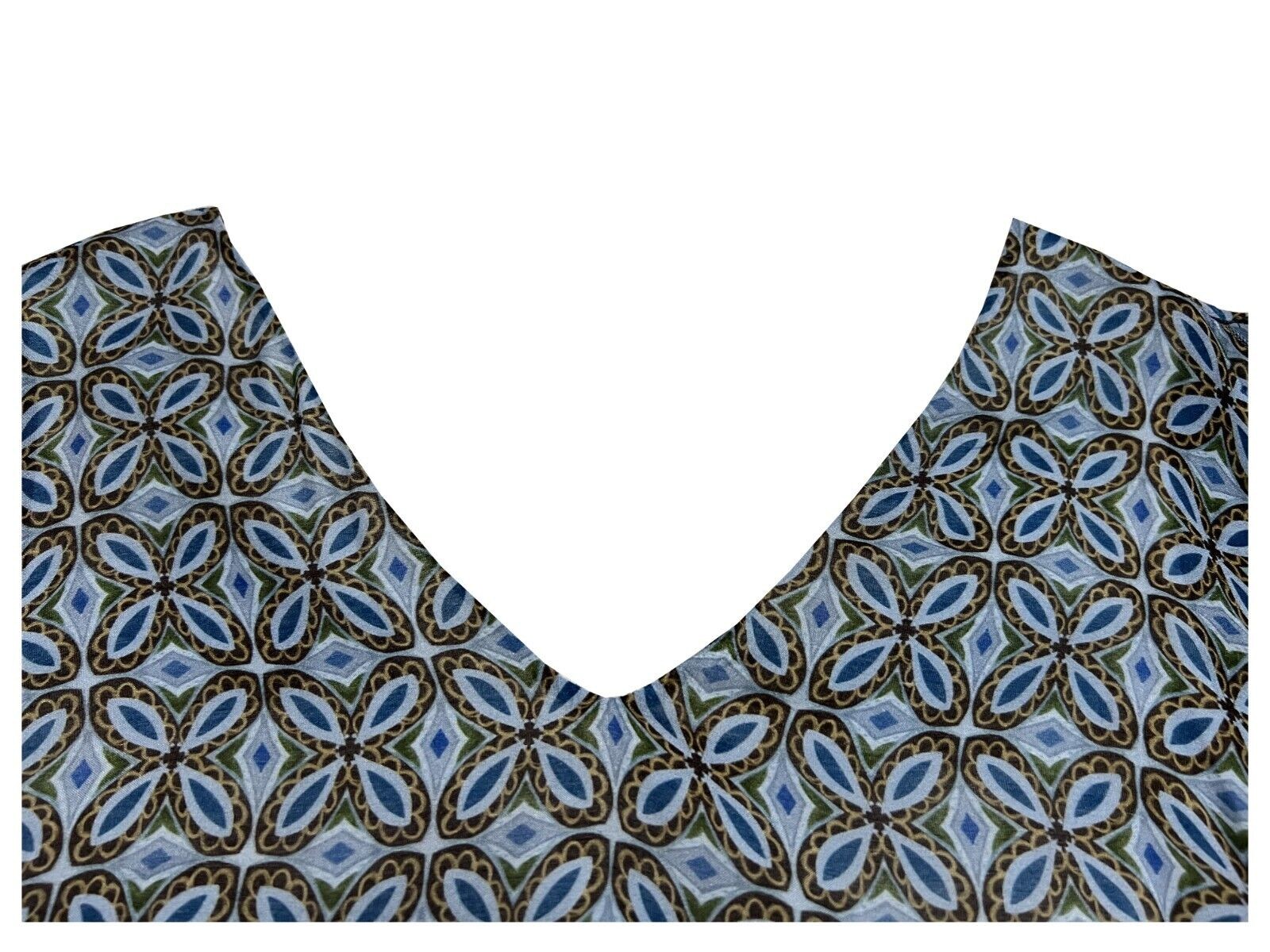 ETICI abito donna lungo fantasia celeste/marrone art A2/5714 60% viscosa 30% seta MADE IN ITALY