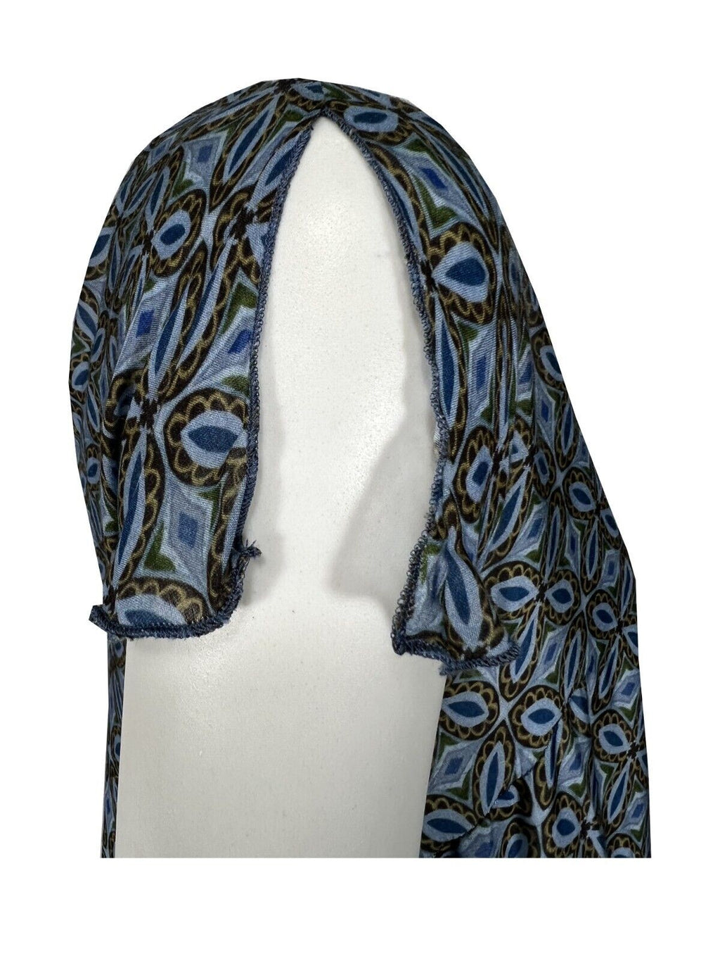 ETICI abito donna lungo fantasia celeste/marrone art A2/5714 60% viscosa 30% seta MADE IN ITALY