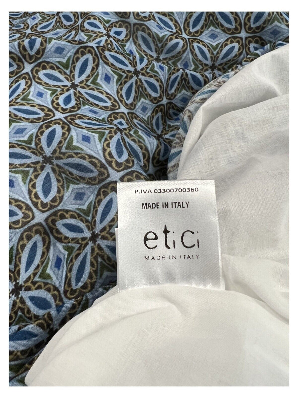 ETICI abito donna lungo fantasia celeste/marrone art A2/5714 60% viscosa 30% seta MADE IN ITALY