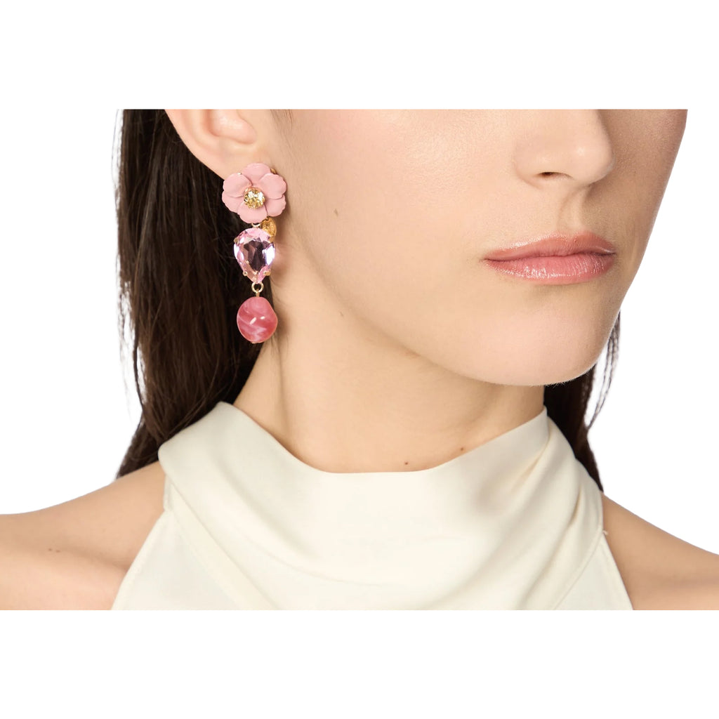 Sodini Orecchini Santa Margherita 331443 Rosa con Fiore e Pendenti a Cascata
