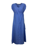 LA FEE MARABOUTEE abito donna azzurro FD-RO-PELOTA 100% lino MADE IN ITALY