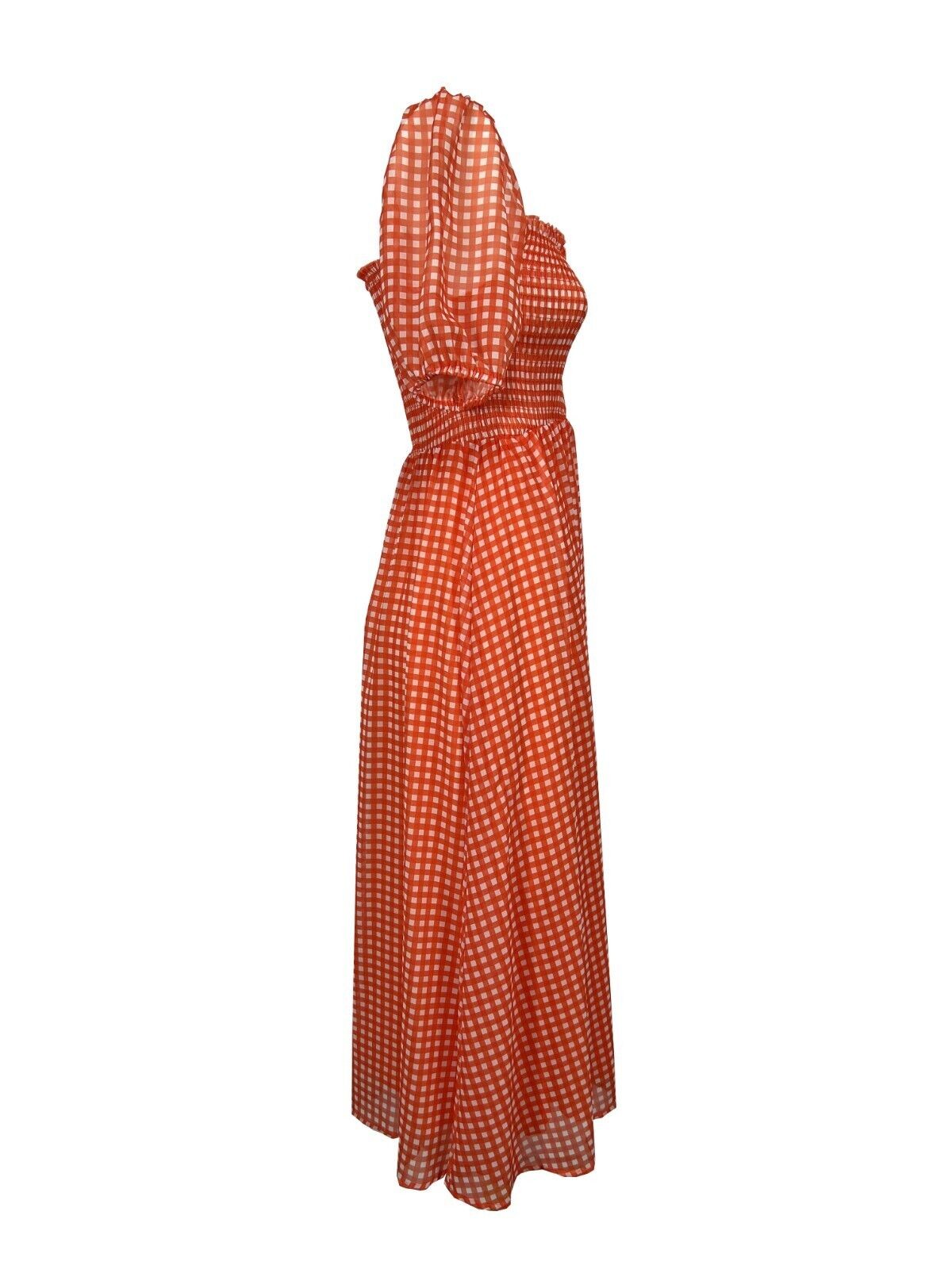 MD’M abito donna quadri arancio bianco 6.75.436.24 100% poliestere