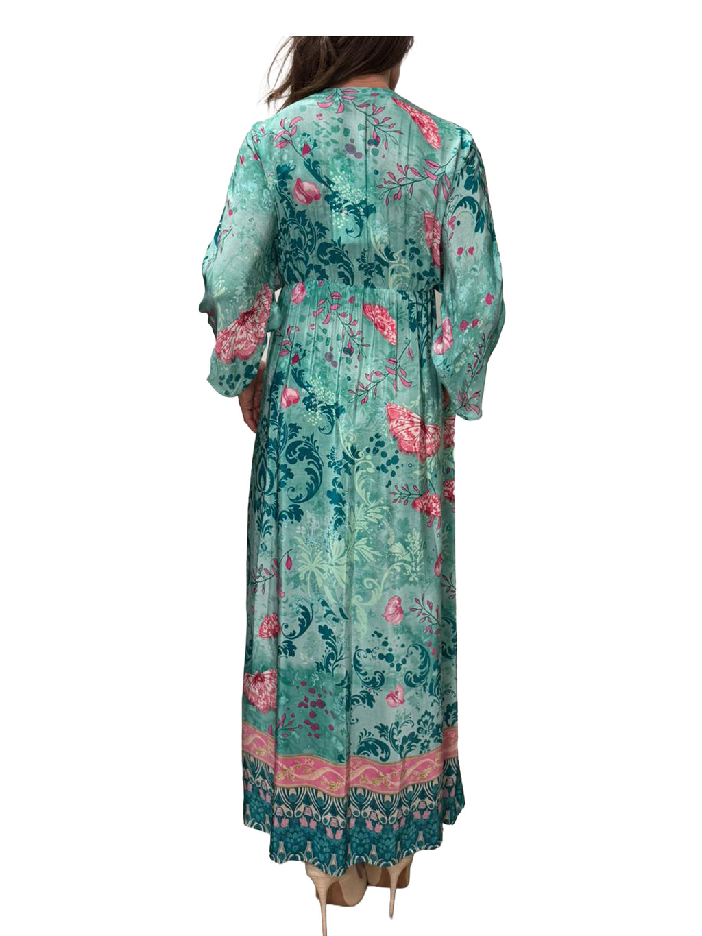 WU’SIDE abito donna a tunica tiffany fantasia art. AB 26322 in viscosa Made in Italy