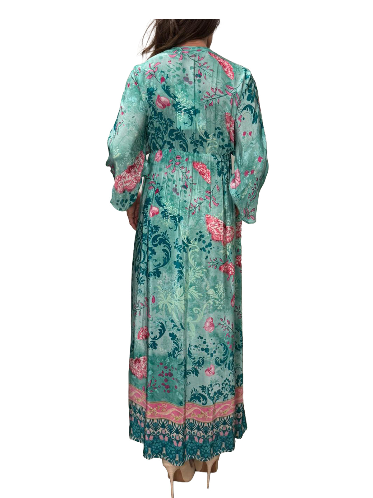 WU’SIDE abito donna a tunica tiffany fantasia art. AB 26322 in viscosa Made in Italy