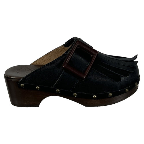 ANTIDOTI zoccolo donna con frange FIBBY VIT 100% pelle MADE IN ITALY