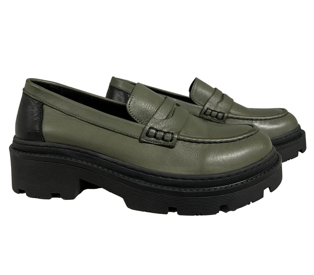 HUMILITY 1949 mocassino donna verde UPOMO 100% pelle