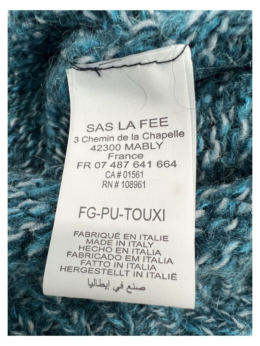 LA FEE MARABOUTEE maglia donna a v  petrolio melange TOUXI MISTO LANA MADE IN ITALY
