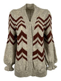 HUMILITY 1949 cardigan donna beige inserti mattone HN-GI-NANCIE misto lana MADE IN ITALY
