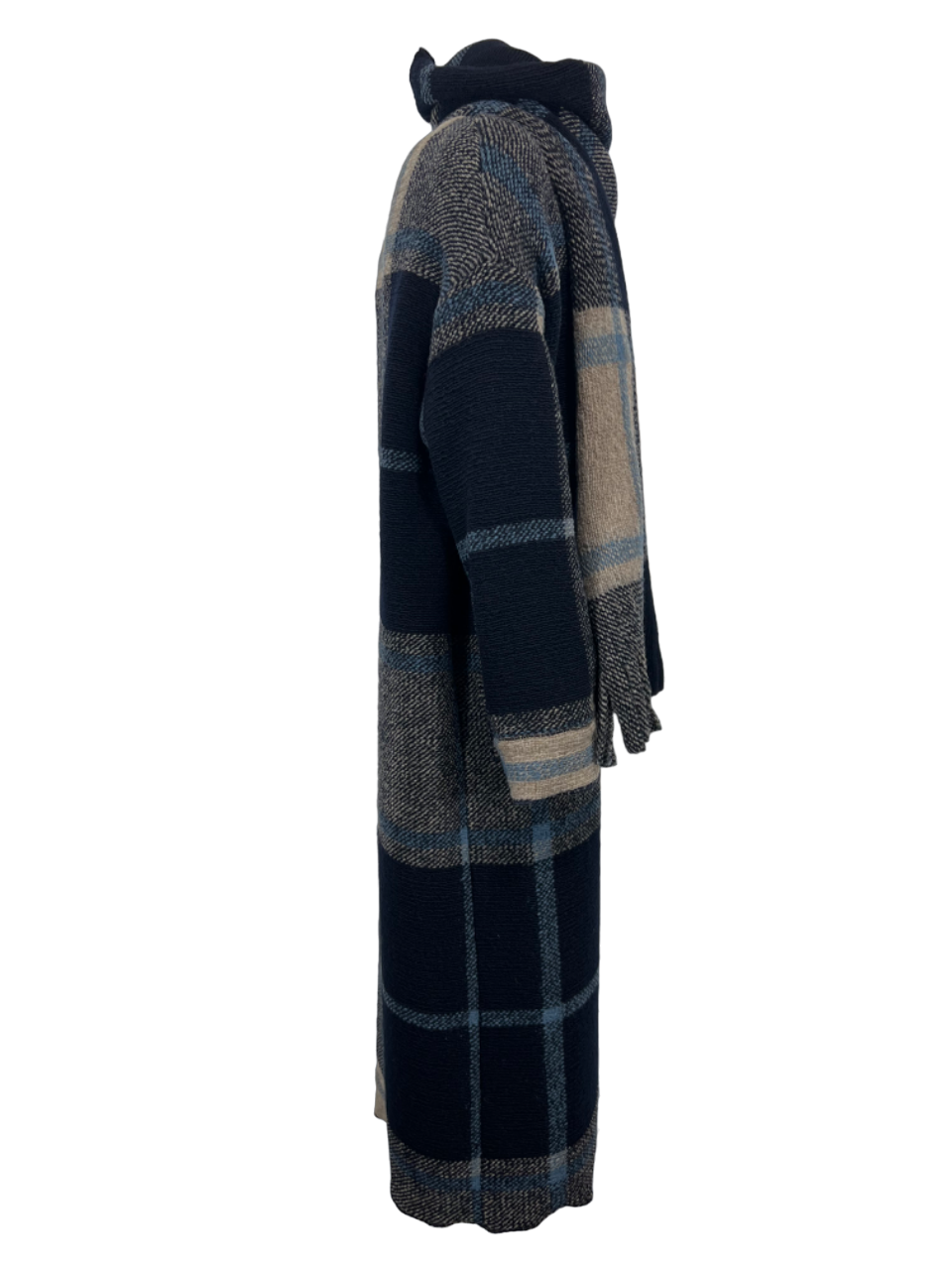 HUMILITY 1949 cappotto tessuto maglia quadri blu/celeste/beige UZINI MADE IN ITALY