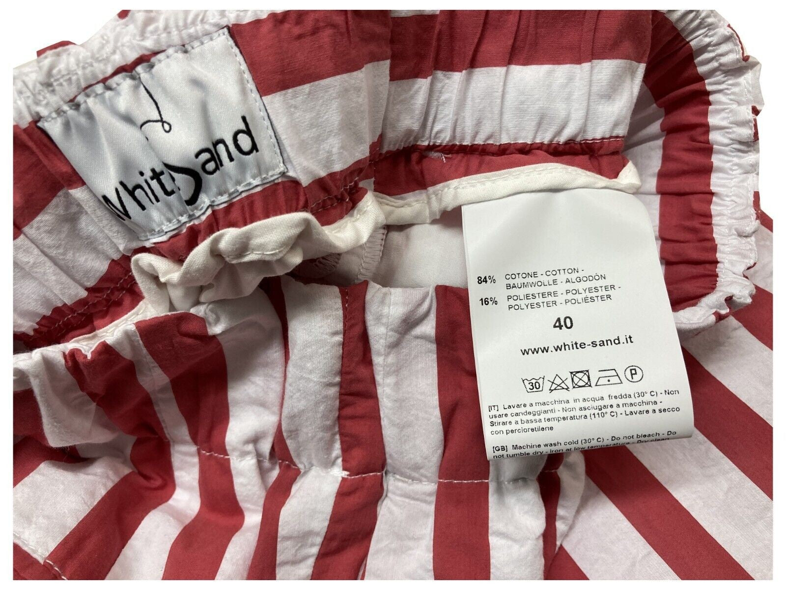 WHITE SAND pantalone righe bianco/corallo art 21SD03 362 GRACE MADE IN ITALY