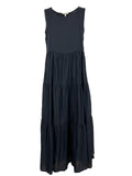 HUMILITY 1949 abito donna in cotone lungo con balze blu HF-RO-TOLFA MADE IN ITALY