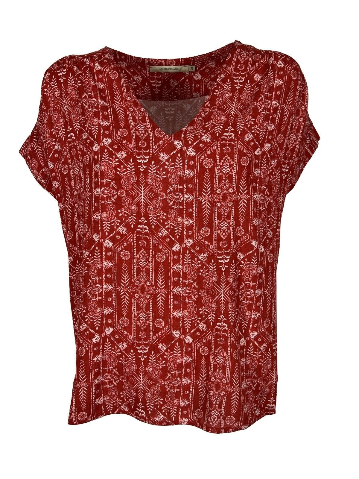 LA FEE MARABOUTEE blusa donna fantasia rosso/bianco FF-TO-BENNY-B MADE IN ITALY