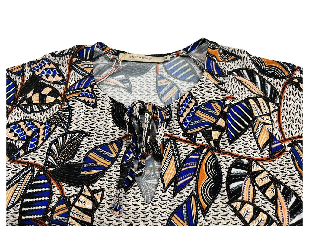 LA FEE MARABOUTEE blusa donna fantasia nero/multicolor FF-TO-PRIMI-F MADE IN ITALY