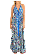 MOLLY BRACKEN maxi abito donna fantasia turchese multicolor LA1518CE 100% poliestere
