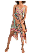 MOLLY BRACKEN abito donna spalline stampa foulard multicolor N264CE 100% poliestere