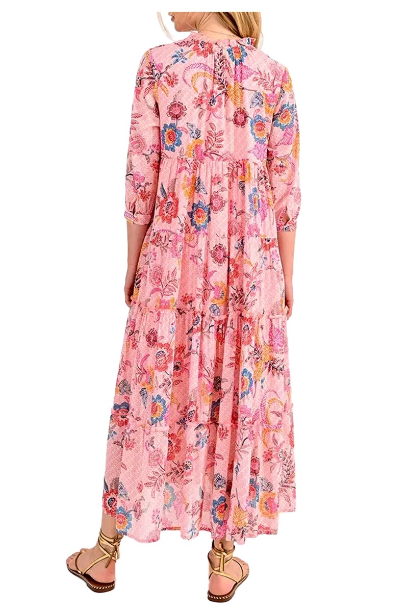 MOLLY BRACKEN abito donna oversize fantasia floreale rosa ZR138CE 100% cotone