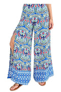 MOLLY BRACKEN pantalone donna palazzo fantasia turchese multicolor LA1484ACE 100% poliestere