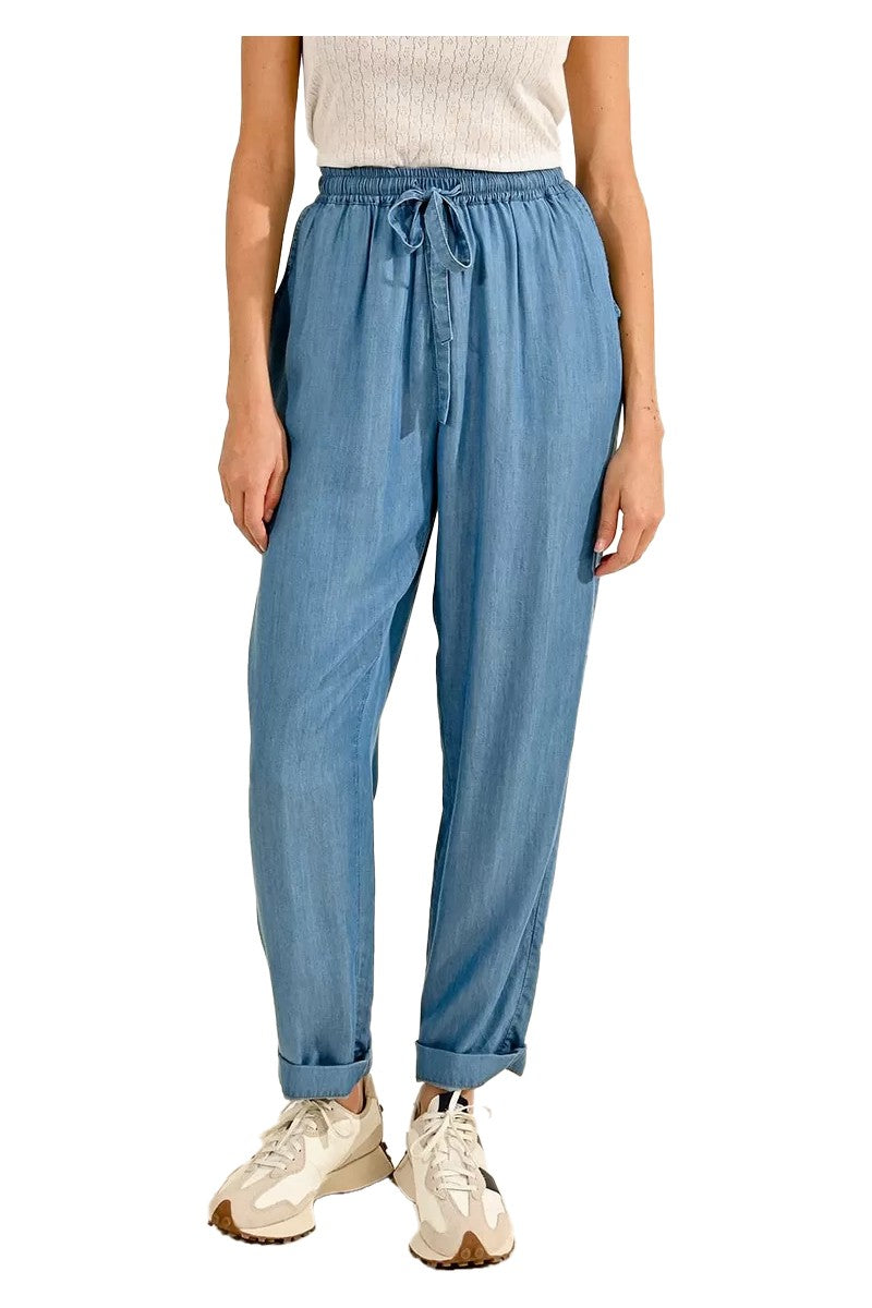 MOLLY BRACKEN pantalone donna lyocell leggero celeste Z463CE 100% lyocell
