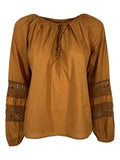LA FEE MARABOUTEE blusa donna FF-TO-SOLAR-S 100% cotone in tinta curry MADE IN ITALY