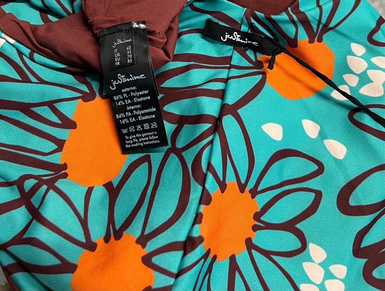 JUSTMINE bikini fascia foderata double-face acqua/amarena 1056 MADE IN ITALY